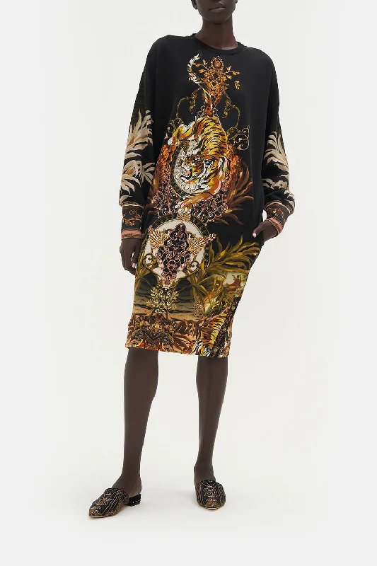 SWEATSHIRT BUTTON DRESS THE QUEENS KING Hoodie with Tie-Dye Psychedelic Retro