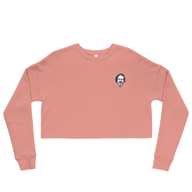 Allan Watts Embroidery Graphic Crop Sweatshirt Hoodie with Thumb Holes Functional Cozy