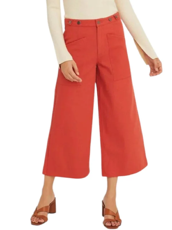 Wide Leg Pants In Brick Fashionable Sporty Pants