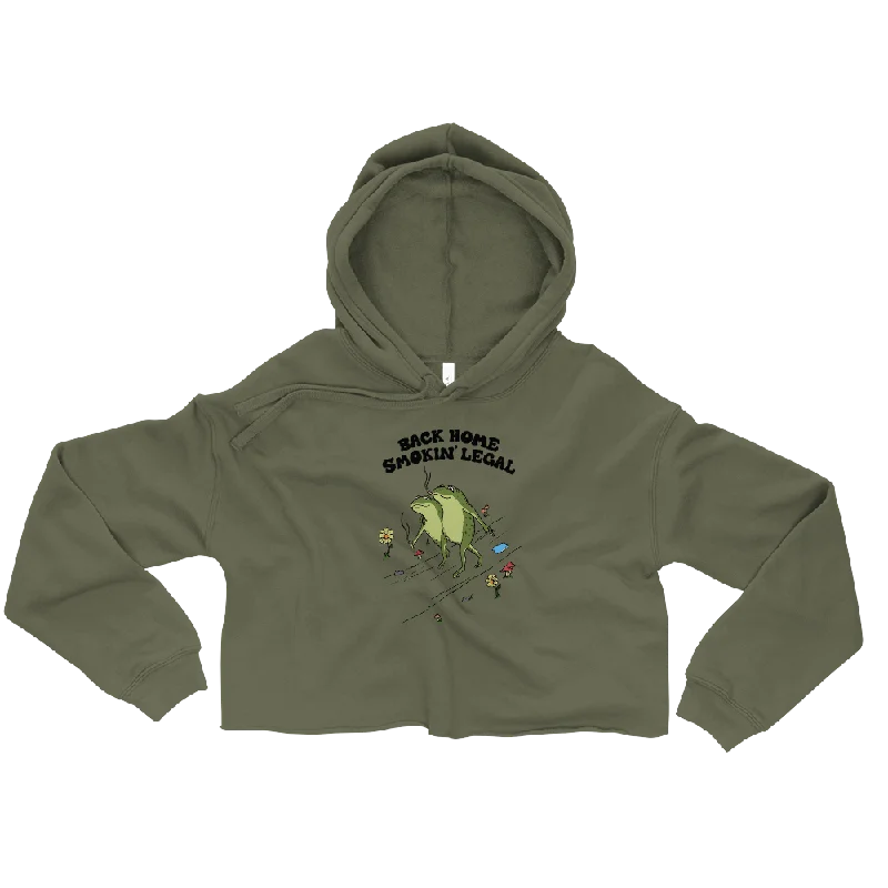 Back Home Smokin Legal Graphic Crop Hoodie Hoodie with Hem Patch Decorative Personalized