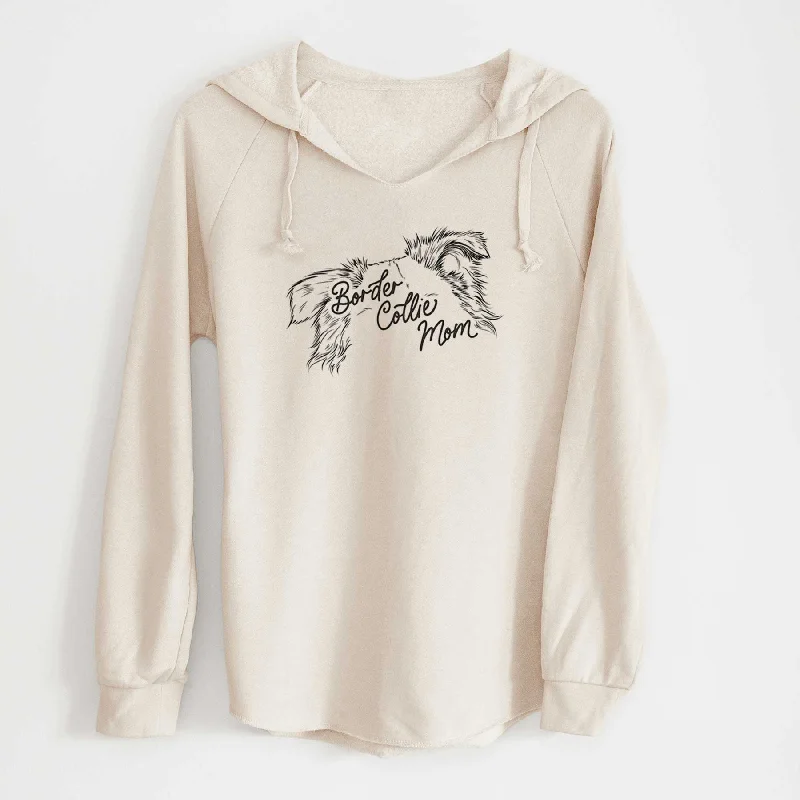 Border Collie Mom - Cali Wave Hooded Sweatshirt Hoodie with Tied Waist Feminine Flattering