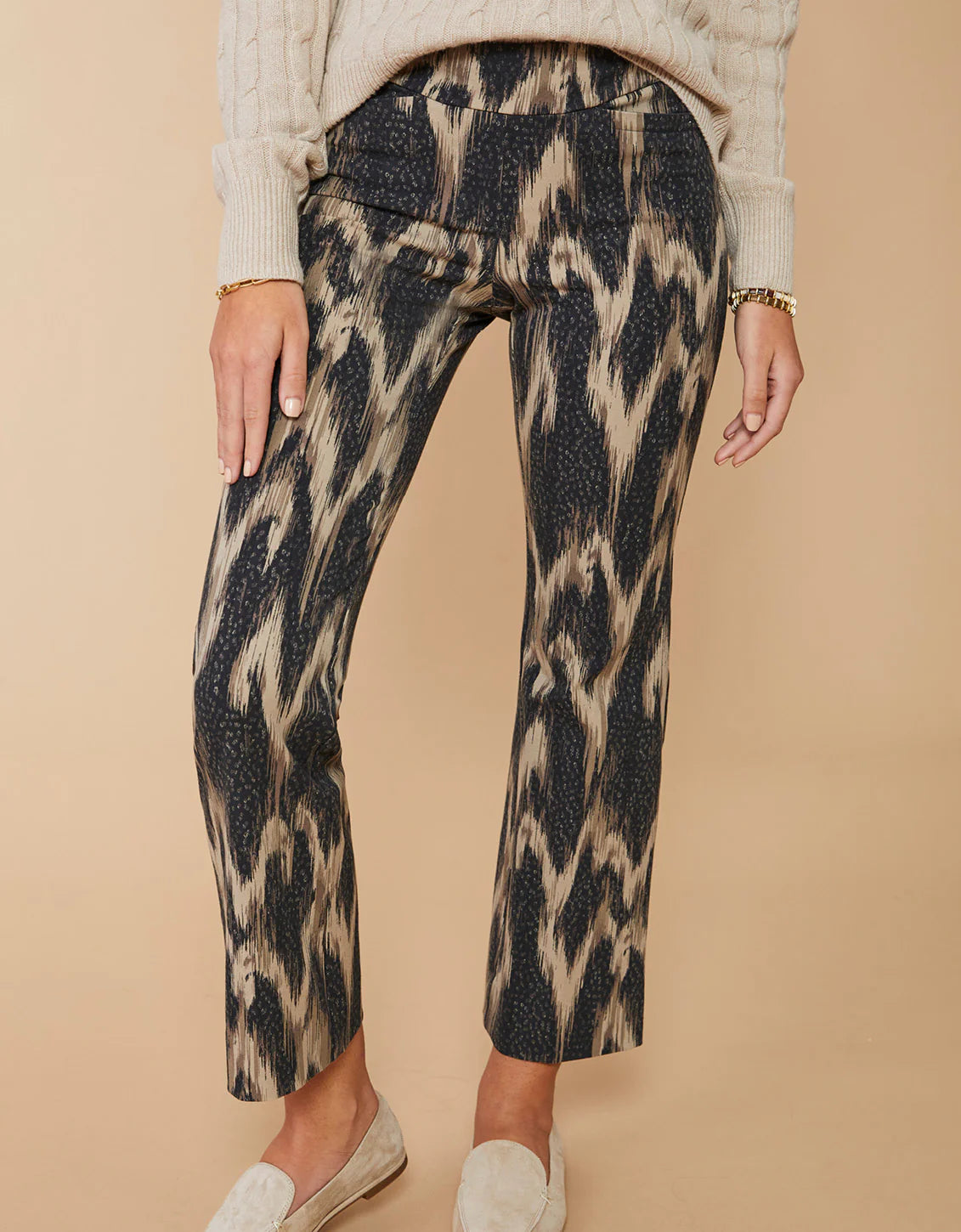 Maren Kick Flare Pant - Botanic Garden Ikat Dot Fashionable Tapered Leg Pants
