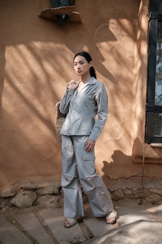 The Terra Tribe Grey Saigon Parachute Pants Classic Pleated Pants
