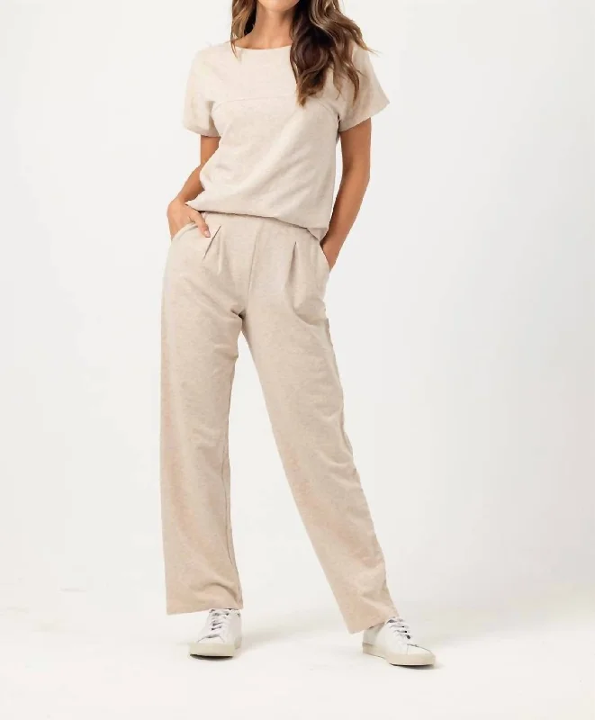 Pasha Pants In Oatmeal Heather Elegant Palazzo Trousers