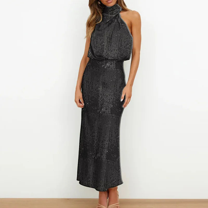 Advbridge Elegant Halter Slim Club Party Dress Women Sexy Sleeveless Solid Bodycon Long Dress Luxury Glitter Sequins Waisted Party Dress Sequined Elegant Party Advbridge Elegant Halter Slim Club Party Dress Women Sexy Sleeveless Solid Bodycon Long Dress Luxury Glitter Sequins Waisted Party Dress Sequined Elegant Party