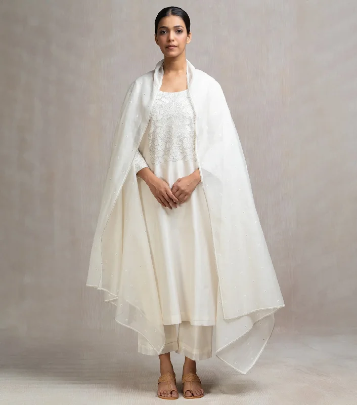 Thread & Zari Embroidered Kurta Set with Pants & Dupatta High-Waist Yoga Pants