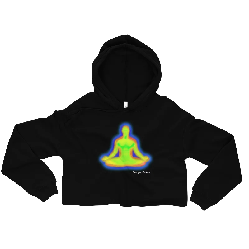 Free Your Chakras Graphic Crop Hoodie Hoodie with Strings Custom Fit Adjustable