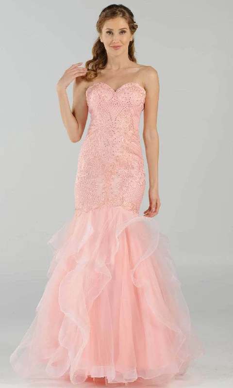 Poly USA 8198 - Strapless Ruffled Skirt Prom Dress Tunics Ceremony elegant