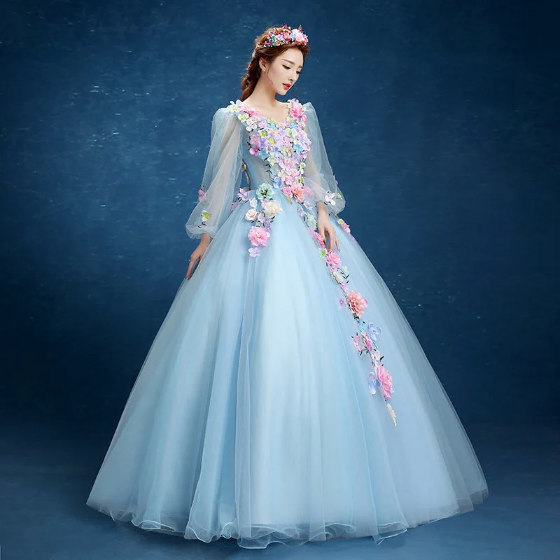 fairy party dress,fancy ball gown dress with appliuqe,v-neck pincess dress Tunics Cozy soft
