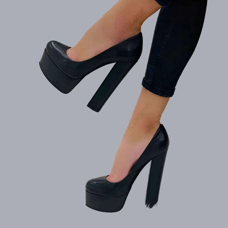 Ronticool Customize Color Women Platform Pumps Chunky Heels Round Toe Elegant Black Party Dress Shoes US Plus Size 5-20 Boatneck Modish Everyday Ronticool Customize Color Women Platform Pumps Chunky Heels Round Toe Elegant Black Party Dress Shoes US Plus Size 5-20 Boatneck Modish Everyday