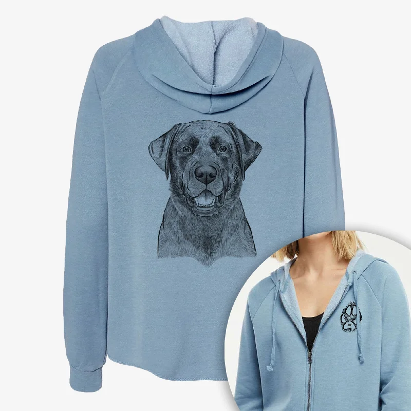 Heath the Black Lab - Women's Cali Wave Zip-Up Sweatshirt Hoodie with Camouflage Military Edgy Heath the Black Lab - Women's Cali Wave Zip-Up Sweatshirt Hoodie with Camouflage Military Edgy