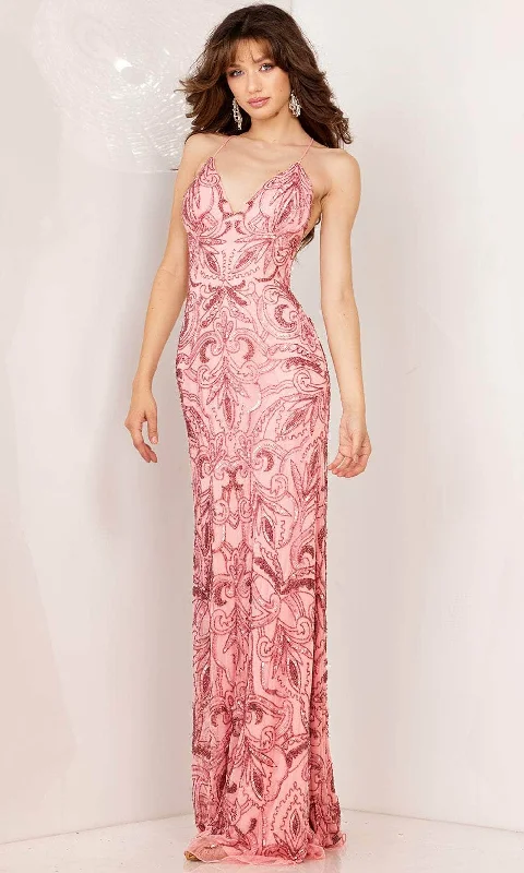 Aleta Couture 196 - Crisscross Sheath Evening Dress Off-the-shoulder Chic Trendy