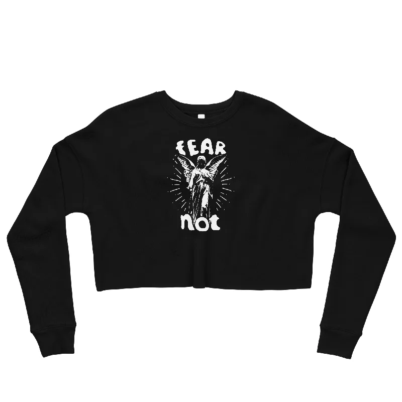 Fear Not Crop Sweatshirt Hoodie with Rhinestones Sparkly Elegant