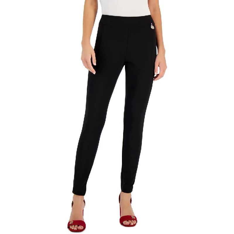 Womens Ponte Stretch Ankle Pants Relaxed Casual Leggings