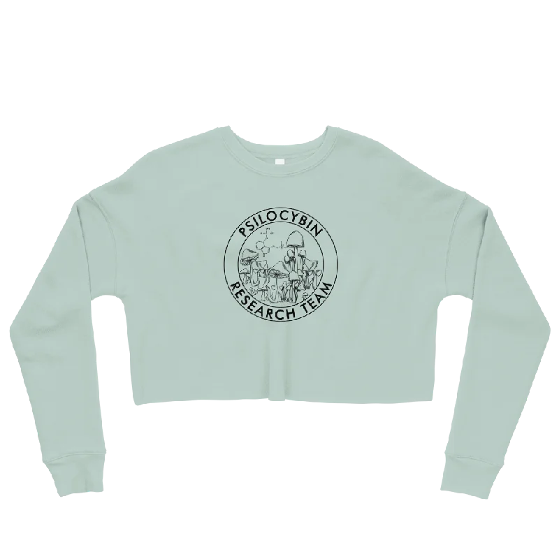 Research Team Graphic Crop Sweatshirt Hoodie with Button Placket Classic Preppy