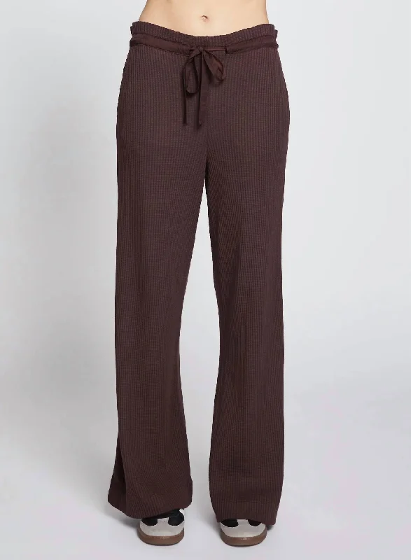 Luxe Thermal Waist Pants In Espresso Warm Wool Trousers