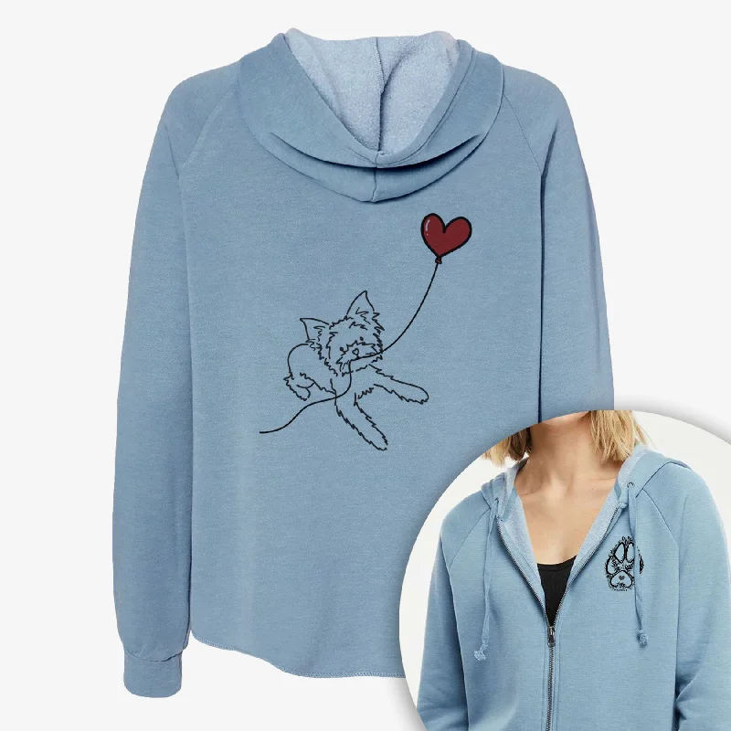 Yorkshire Terrier Heart String- Women's Cali Wave Zip-Up Sweatshirt Hoodie with Pocket Utility Practical Yorkshire Terrier Heart String- Women's Cali Wave Zip-Up Sweatshirt Hoodie with Pocket Utility Practical