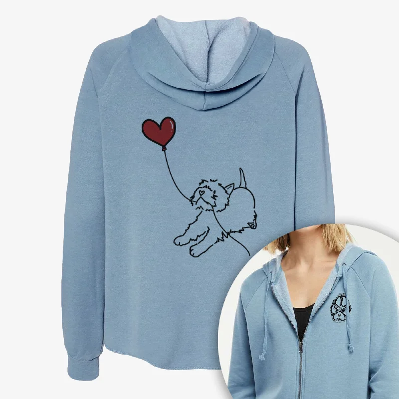 West Highland Terrier Heart String- Women's Cali Wave Zip-Up Sweatshirt Hoodie with Hood Adjustable Protection West Highland Terrier Heart String- Women's Cali Wave Zip-Up Sweatshirt Hoodie with Hood Adjustable Protection