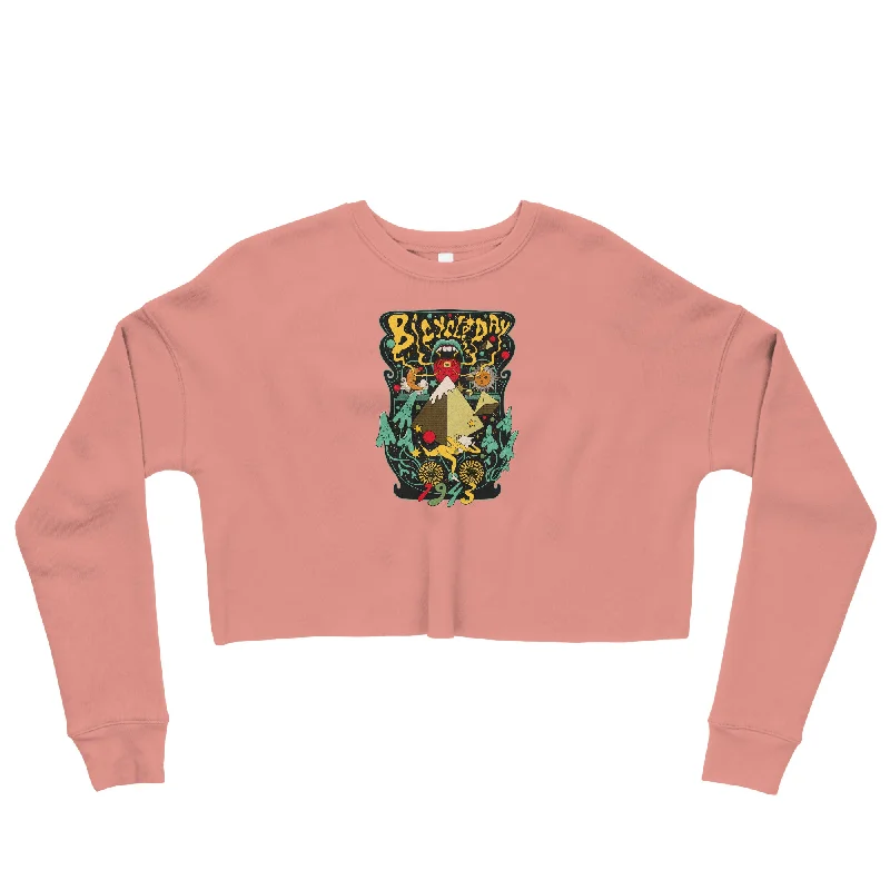 Bicycle Day Crop Sweatshirt Hoodie with Contrast Stitching Detailed Premium