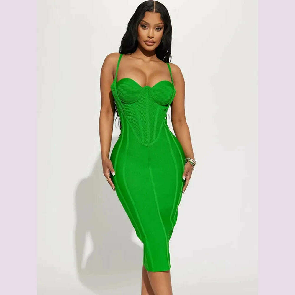 Celebrity Women Summer Sexy Sleeveless Backless Green Midi Bodycon Bandage Dress 2024 Elegant Evening Club Party Dress Tunics Recommended stylist Celebrity Women Summer Sexy Sleeveless Backless Green Midi Bodycon Bandage Dress 2024 Elegant Evening Club Party Dress Tunics Recommended stylist