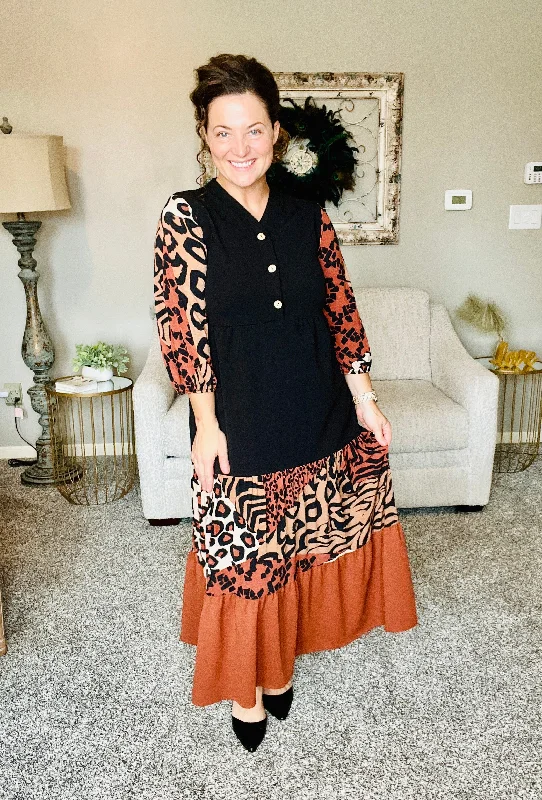 Danica Button Front & Color Block Dress Tunics Versatile functional