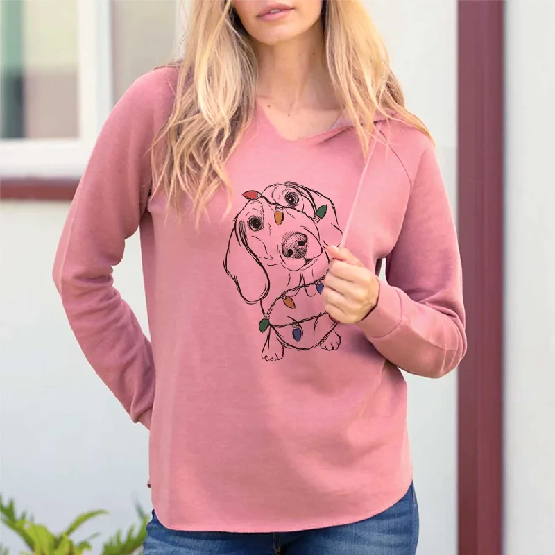 Christmas Lights Bill the Dachshund - Cali Wave Hooded Sweatshirt Hoodie with Crew Neck Simple Timeless Christmas Lights Bill the Dachshund - Cali Wave Hooded Sweatshirt Hoodie with Crew Neck Simple Timeless
