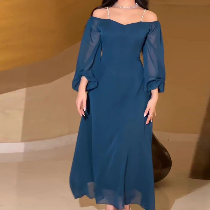 Advbridge - Women Sexy Off Shoulder Spaghetti Straps Dress Elegant Slash Neck Chiffon Party Dress Fashion Mesh Patchwork Bodycon Long Dress Tunics Mesh breathable Advbridge - Women Sexy Off Shoulder Spaghetti Straps Dress Elegant Slash Neck Chiffon Party Dress Fashion Mesh Patchwork Bodycon Long Dress Tunics Mesh breathable