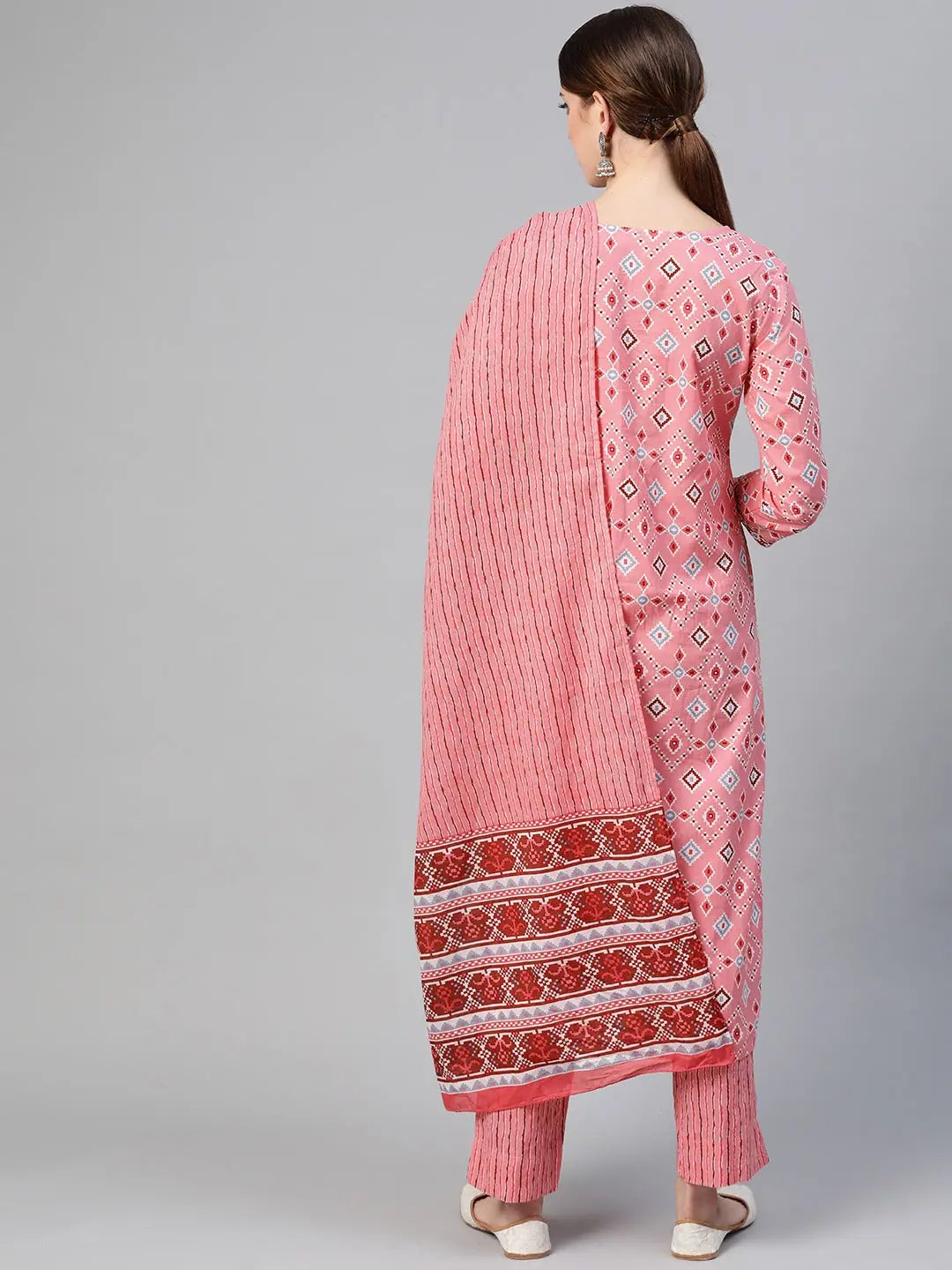Ahika Women Cotton Pink Geometric Printed Straight Kurta Pant Dupatta Set Comfy Athletic Pants Ahika Women Cotton Pink Geometric Printed Straight Kurta Pant Dupatta Set Comfy Athletic Pants