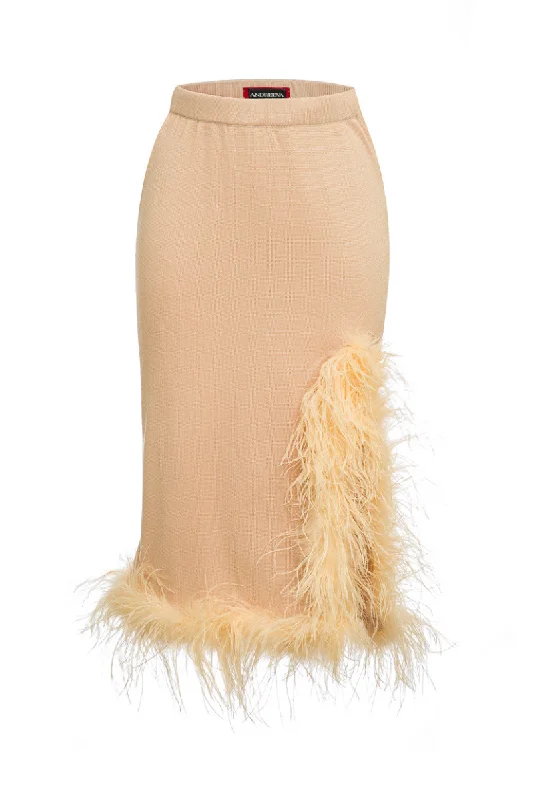 PEACH KNIT SKIRT-DRESS WITH FEATHERS Tunics Recommended stylist