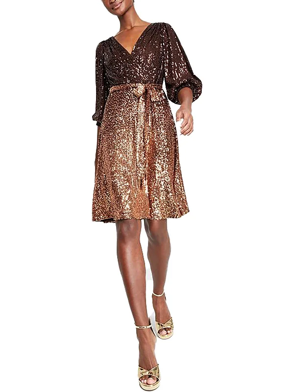 Womens Surplice Above Knee Cocktail And Party Dress Tunics Custom made
