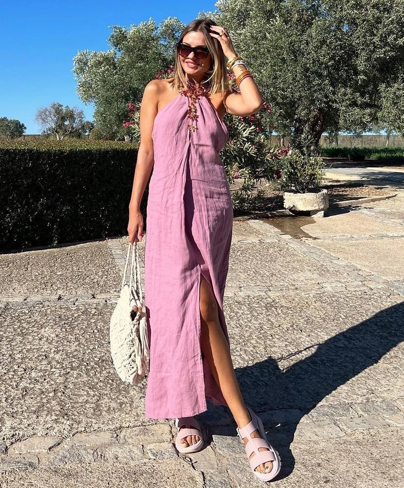 Advbridge 2024 Women's Halter Neck Linen Dress Dress Party Dress Evening Dresses Zevity Cheap Casual Womens Dresses Tunics Silk luxurious Advbridge 2024 Women's Halter Neck Linen Dress Dress Party Dress Evening Dresses Zevity Cheap Casual Womens Dresses Tunics Silk luxurious