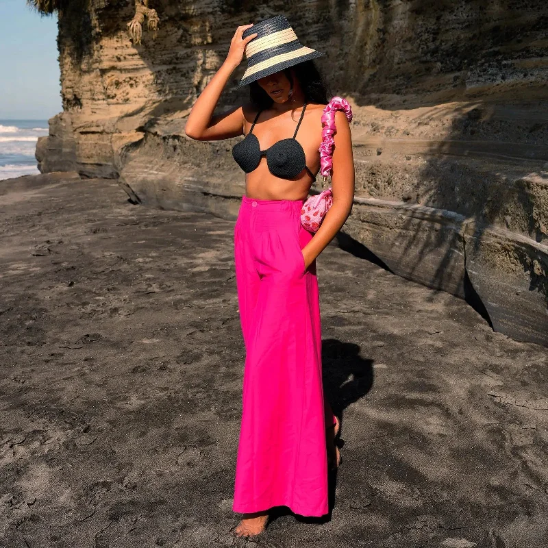 TAYLOR Wide-leg Palazzo Pants In Hot Pink Classic Stretch Pants