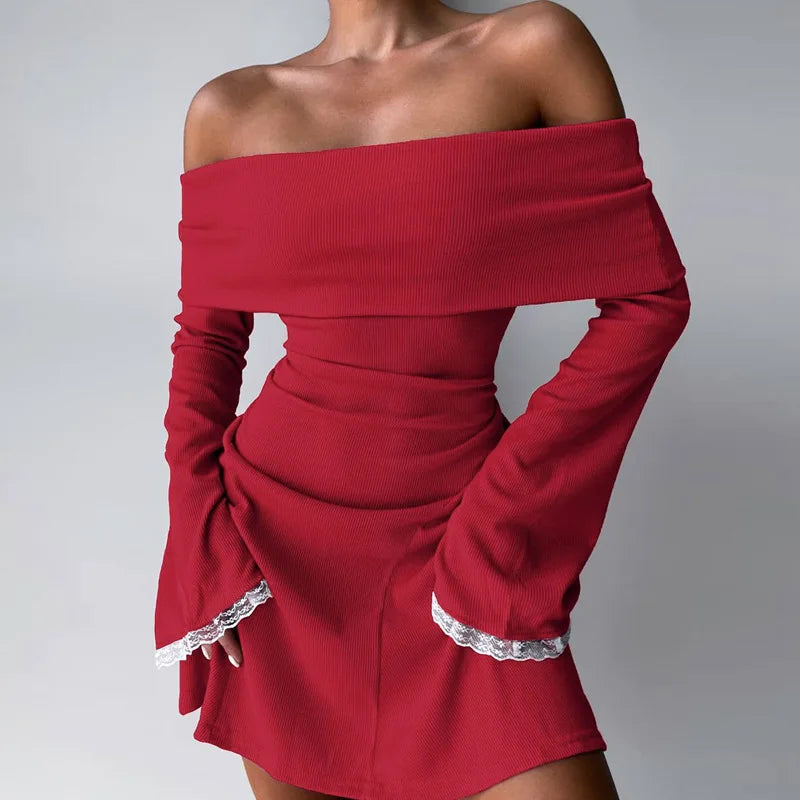 Advbridge Elegant Lace Patchwork Mini Dress Fashion Red Sexy Slash Neck Christmas Party Dresses for Women Flare Sleeve Evening Dress 2024 Chiffon Maxi Beach Advbridge Elegant Lace Patchwork Mini Dress Fashion Red Sexy Slash Neck Christmas Party Dresses for Women Flare Sleeve Evening Dress 2024 Chiffon Maxi Beach