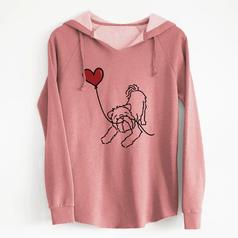 Brussels Griffon Heart String - Cali Wave Hooded Sweatshirt Hoodie with Cropped Fit Short Trendy Brussels Griffon Heart String - Cali Wave Hooded Sweatshirt Hoodie with Cropped Fit Short Trendy