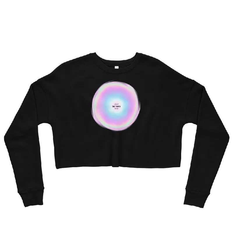 Just Be Here Now Graphic Crop Sweatshirt Hoodie with Color Block Contrast Stylish