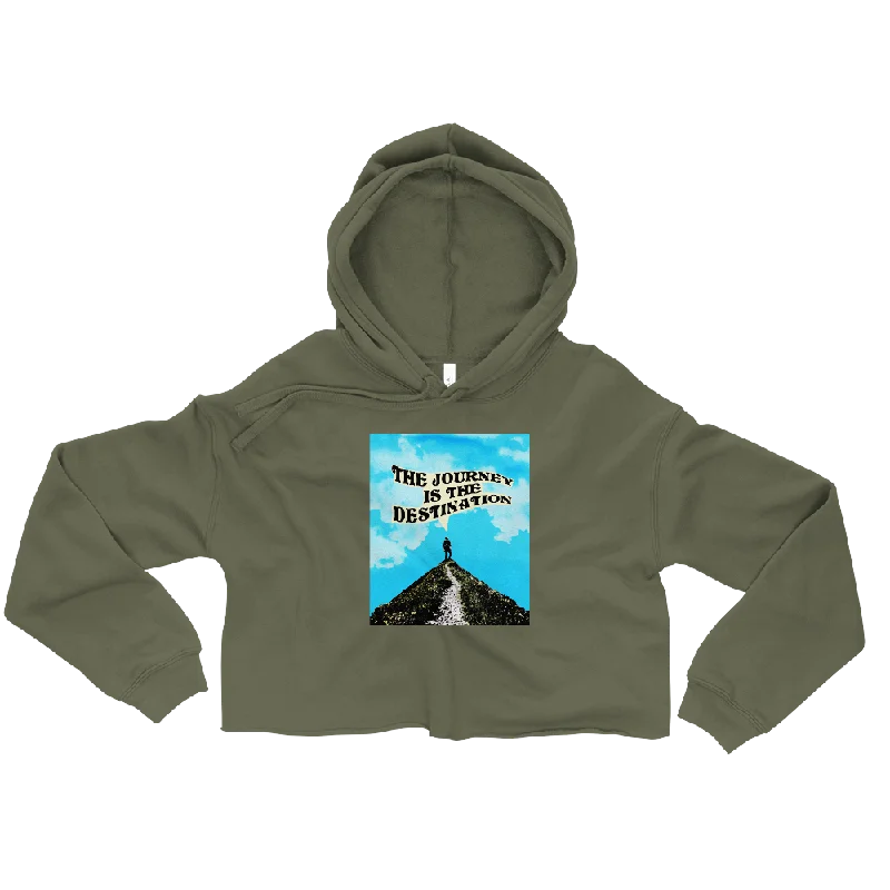 The Journey Is The Destination Graphic Crop Hoodie Hoodie with Button Classic Timeless