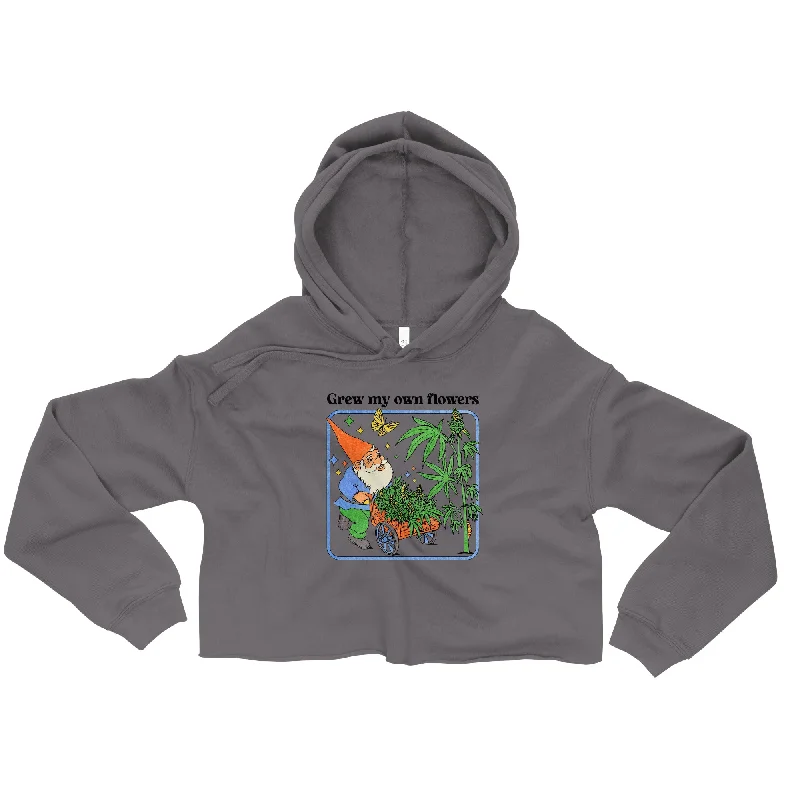 Grew My Own Flowers Crop Hoodie Hoodie with Emblem Brand Identity