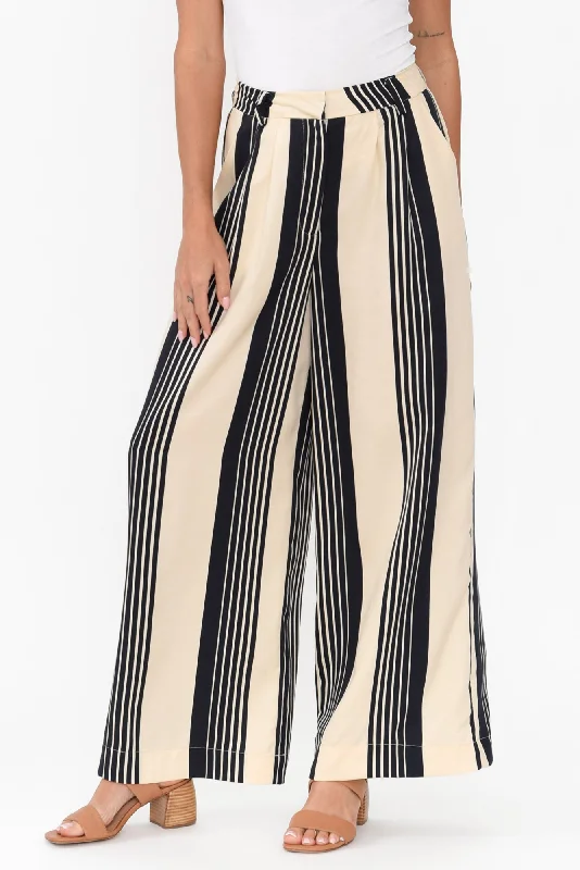 Heartstopper Navy Stripe Lyocell Pants Chic Capri Pants