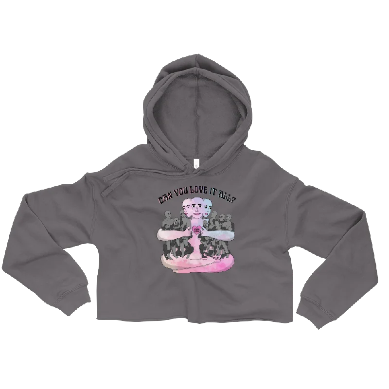 Can You Love It All Graphic Crop Hoodie Hoodie with Embroidery Detailed Premium