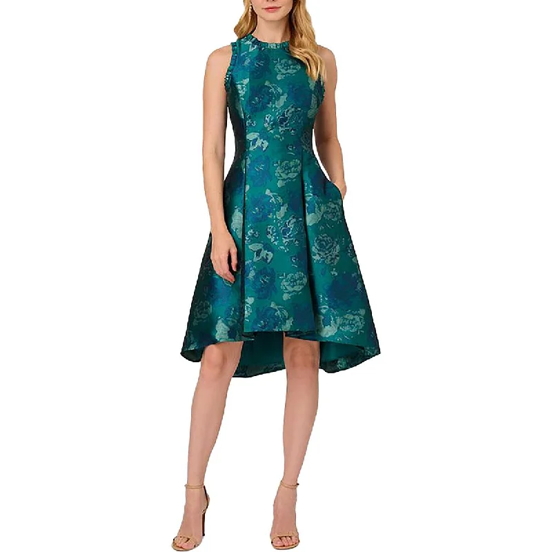 Womens Jacquard Floral Cocktail And Party Dress Tunics Solid Classic