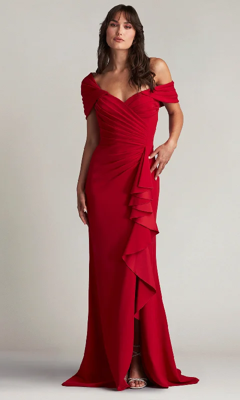 Tadashi Shoji BOS24107L - Fitted Ruffles Pleated Evening Dress Tunics Distressed trendy