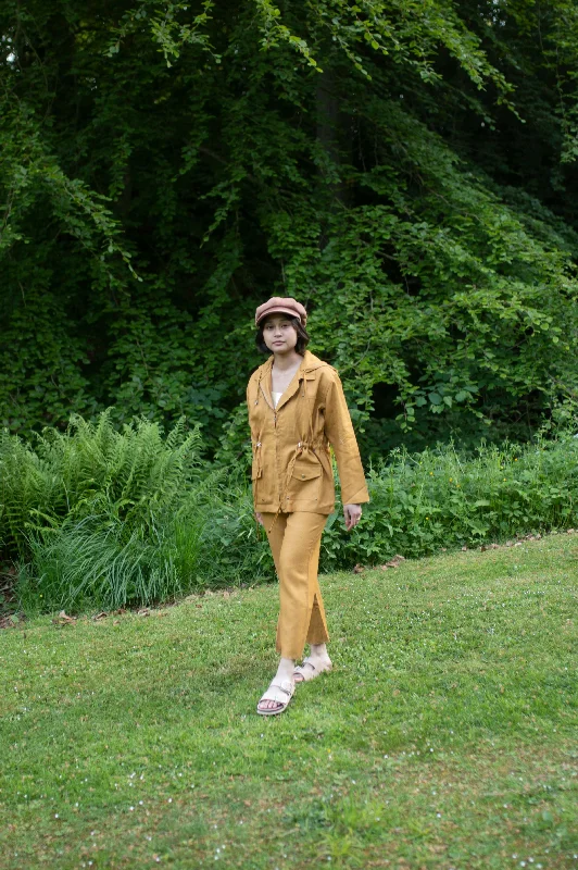 The Terra Tribe Mustard Infinity Flare Pants Stylish Paperbag Waist Pants