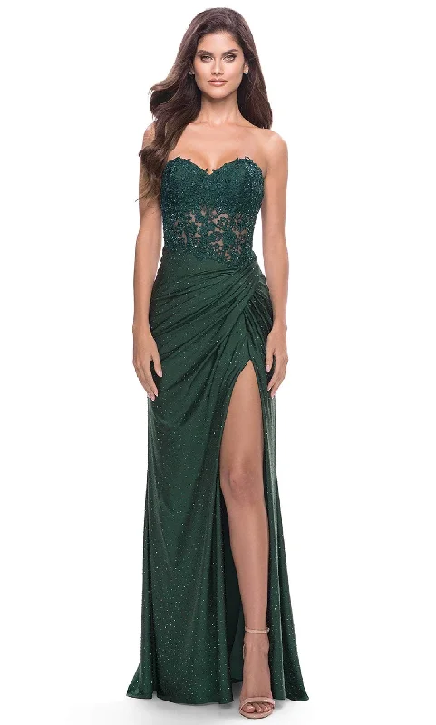 La Femme 31343 - Draped Dress Floral Print girly