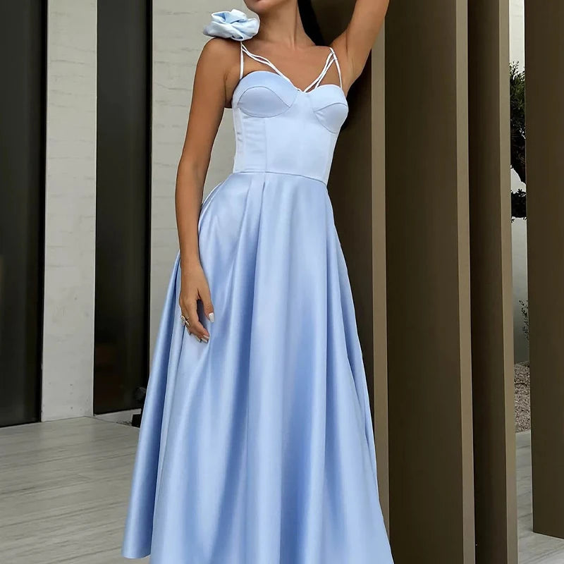 Advbridge - Elegant V-neck Hollow Sleeveless Spaghetti Straps Dress Women Sexy Backless Solid Party Dress Fashion Waist Pleated Long Dresses Tunics Vintage classic Advbridge - Elegant V-neck Hollow Sleeveless Spaghetti Straps Dress Women Sexy Backless Solid Party Dress Fashion Waist Pleated Long Dresses Tunics Vintage classic