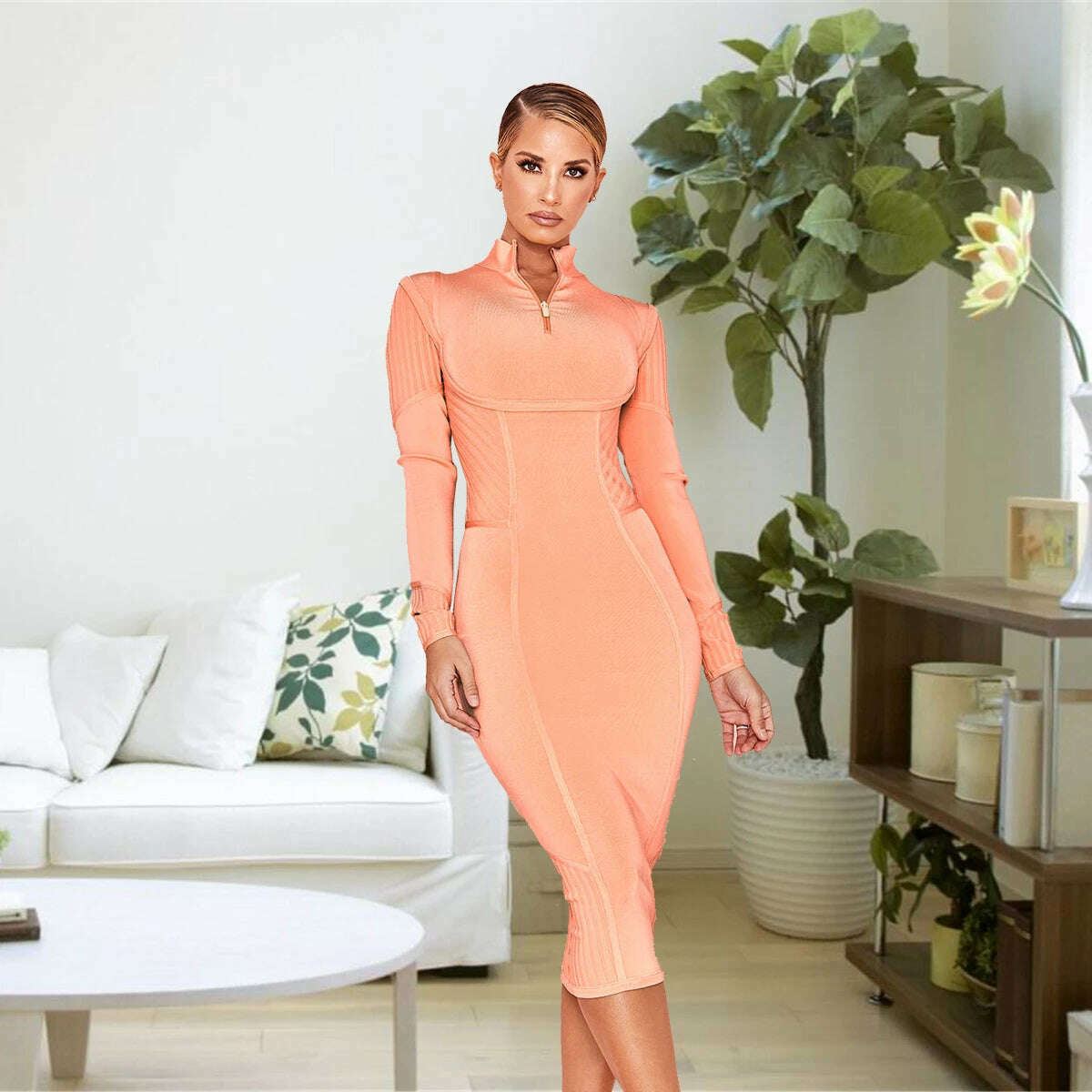 WillBeNice 2023 Orange Sexy Winter Bandage Dress Women Long Sleeve Bodycon high neck Dress Club Bodycon Cocktail Party Dress Tunics Leisure comfortable WillBeNice 2023 Orange Sexy Winter Bandage Dress Women Long Sleeve Bodycon high neck Dress Club Bodycon Cocktail Party Dress Tunics Leisure comfortable