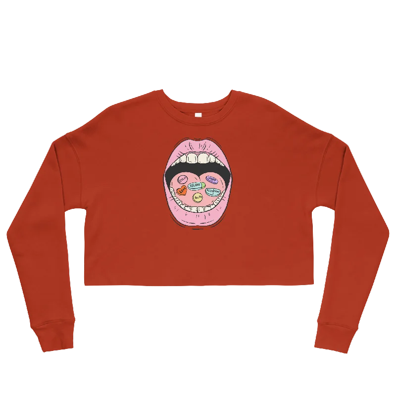 Daily Pills Graphic Crop Sweatshirt Hoodie with Hidden Zipper Minimalist Clean