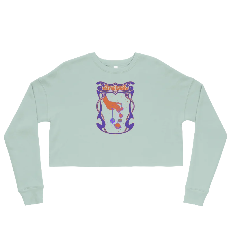Astro Soul Graphic Crop Sweatshirt Hoodie with Mock Neck Collared Structured
