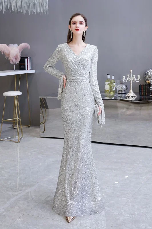 Elegant Sequined Burgundy V-Neck Mermaid Cocktail Party Dress Floor Length Tunics Travel practical Elegant Sequined Burgundy V-Neck Mermaid Cocktail Party Dress Floor Length Tunics Travel practical