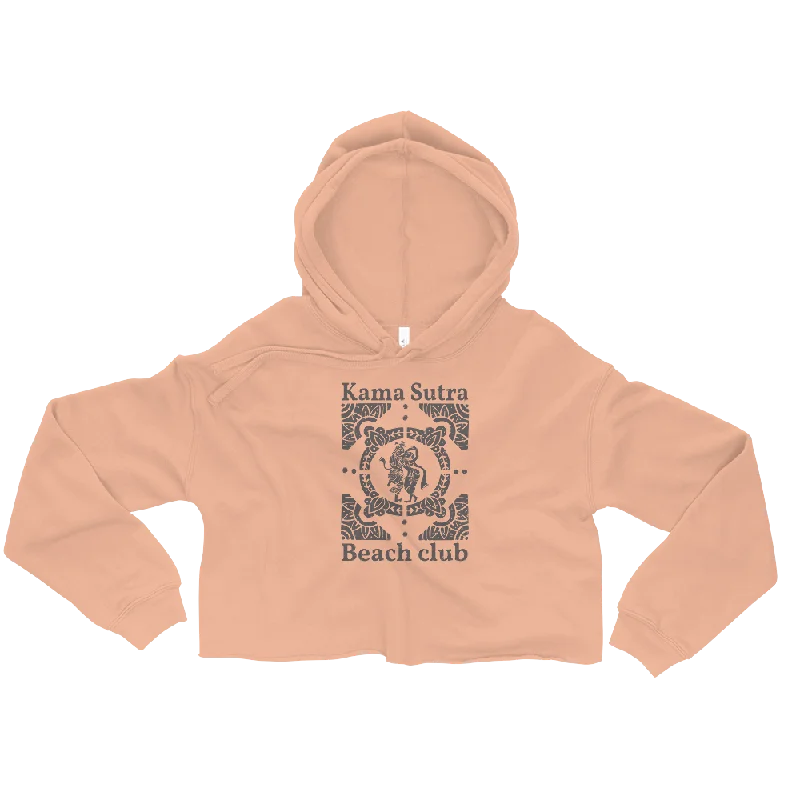 Kama Sutra Beach Club Graphic Crop Hoodie Hoodie with Tied Waist Feminine Flattering Kama Sutra Beach Club Graphic Crop Hoodie Hoodie with Tied Waist Feminine Flattering
