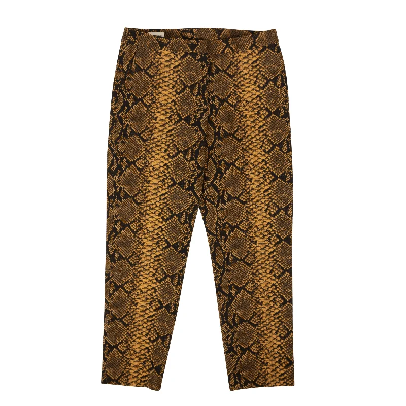 Gold Snake Print High Rise Wool Pants Cozy Jogger Leggings